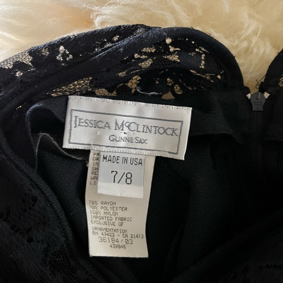 Gunne Sax Jessica McClintock Black Lace Maxi Open Back Vintage - Picture 6 of 6